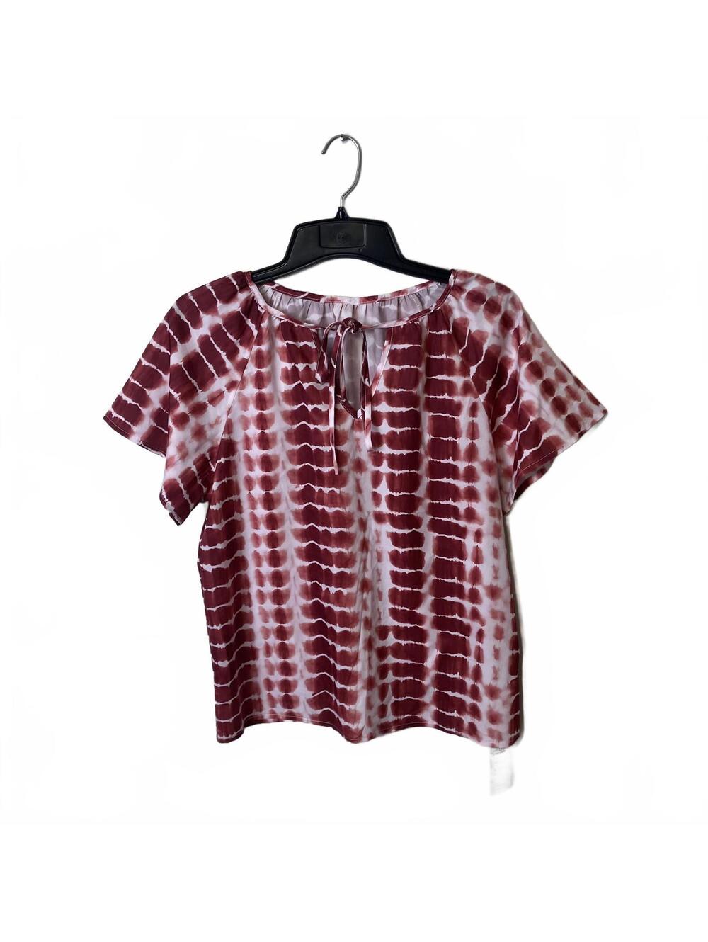 Cupshe Burgundy Tie-Dye Beach Ready Vacation Short Sleeve Top Small/Medium-New